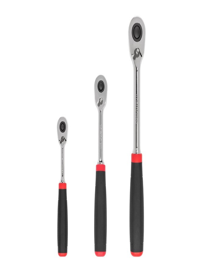 TEKTON 1/4, 3/8, 1/2 Inch Drive Quick-Release Comfort Grip Ratchet Set, 3-Piece (6, 8, 10-1/2 in.) | SRH91101 - Image 1