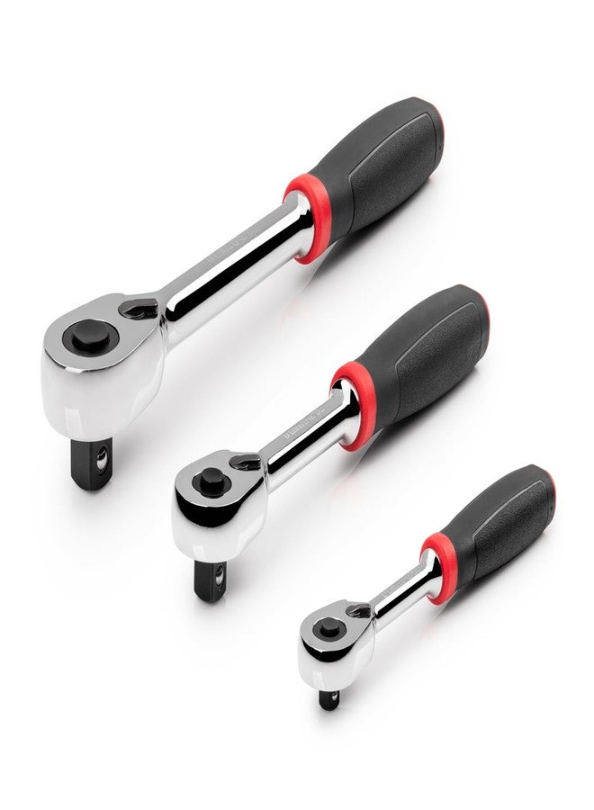TEKTON 1/4, 3/8, 1/2 Inch Drive Quick-Release Comfort Grip Ratchet Set, 3-Piece (6, 8, 10-1/2 in.) | SRH91101 - Image 2