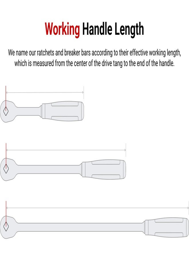 TEKTON 1/4, 3/8, 1/2 Inch Drive Quick-Release Comfort Grip Ratchet Set, 3-Piece (6, 8, 10-1/2 in.) | SRH91101 - Image 5
