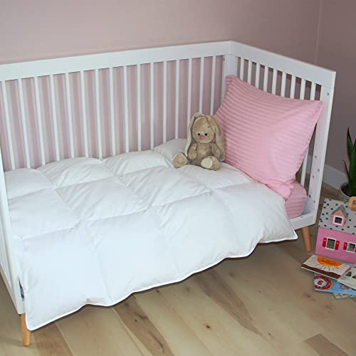 ZPECC Toddler Goose Down Comforter, 41x48 Hypoallergenic Baby Duvet Insert, Soft Lightweight All Season Quilt Blanket for Crib Daycare Stroller White - Image 2