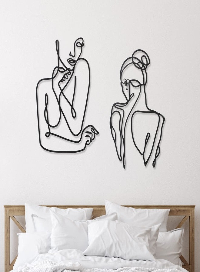 Photect 2 Pcs Metal Minimalist Wall Art Abstract Woman Home Decors Room Decors Bedroom Modern Wall Decor Metal Single Line Art Female Body Decor for Kitchen Bathroom Living Room(Charm Style) - Image 4