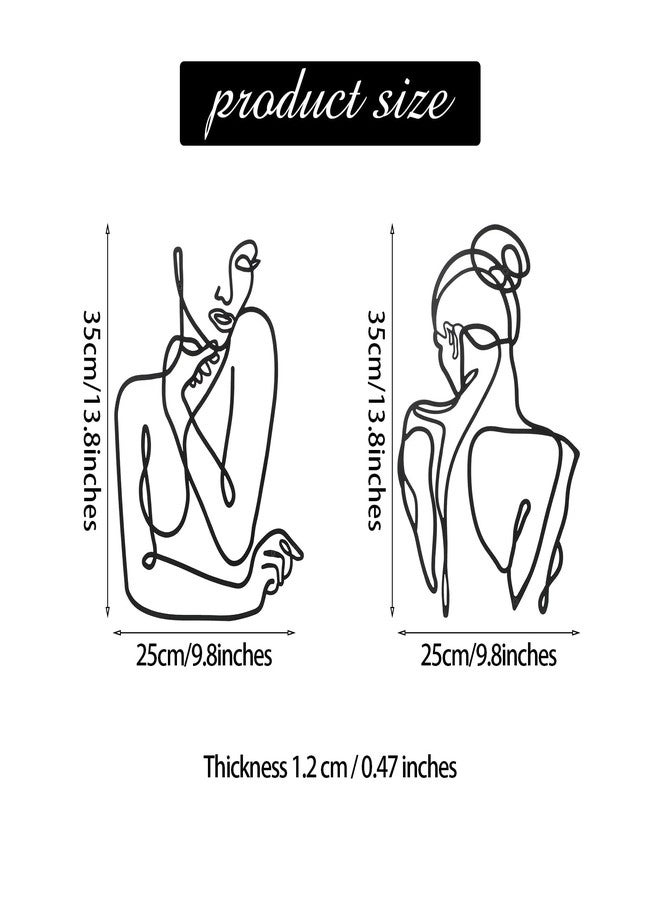 Photect 2 Pcs Metal Minimalist Wall Art Abstract Woman Home Decors Room Decors Bedroom Modern Wall Decor Metal Single Line Art Female Body Decor for Kitchen Bathroom Living Room(Charm Style) - Image 3
