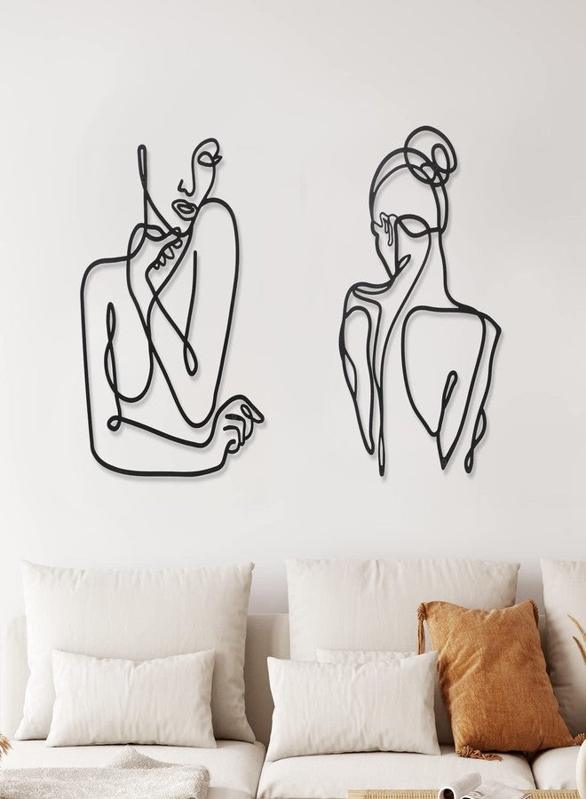 Photect 2 Pcs Metal Minimalist Wall Art Abstract Woman Home Decors Room Decors Bedroom Modern Wall Decor Metal Single Line Art Female Body Decor for Kitchen Bathroom Living Room(Charm Style) - Image 1