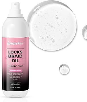 immetee Locks Braid Oil Refreshes Dry Itchy Scalp Braid Oil for Braids Locks Twists Cornrows Promotes Stronger Edges Adds Shine to Braids 170ml574fl oz - Image 1