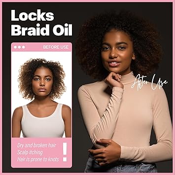 immetee Locks Braid Oil Refreshes Dry Itchy Scalp Braid Oil for Braids Locks Twists Cornrows Promotes Stronger Edges Adds Shine to Braids 170ml574fl oz - Image 5