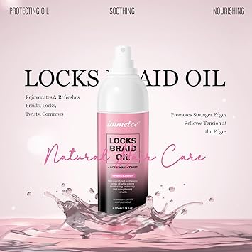 immetee Locks Braid Oil Refreshes Dry Itchy Scalp Braid Oil for Braids Locks Twists Cornrows Promotes Stronger Edges Adds Shine to Braids 170ml574fl oz - Image 3
