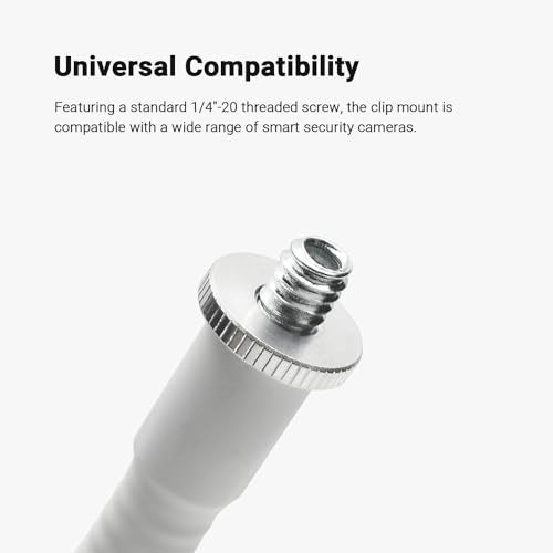Holicfun Clip Mount for Ring, Blink, Eufy, Google Nest, Wyze, and Arlo Indoor Outdoor Cameras, 40cm Gooseneck Arm, Flexible Adjustment, Strong Clamp, White - Image 5
