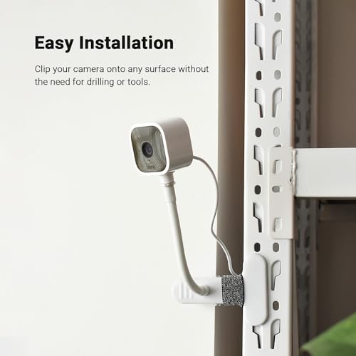 Holicfun Clip Mount for Ring, Blink, Eufy, Google Nest, Wyze, and Arlo Indoor Outdoor Cameras, 40cm Gooseneck Arm, Flexible Adjustment, Strong Clamp, White - Image 2