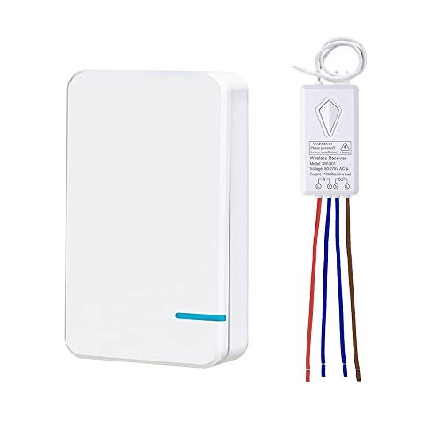 Thinkbee Wireless Light Switch Kit, No Wiring Mini Remote Switch, No WiFi Needed, Outdoor 1969ft Indoor 328ft Remote Control Lighting Fixture for Led Light, Ceiling Lights and Lamps, Waterproof - Image 1