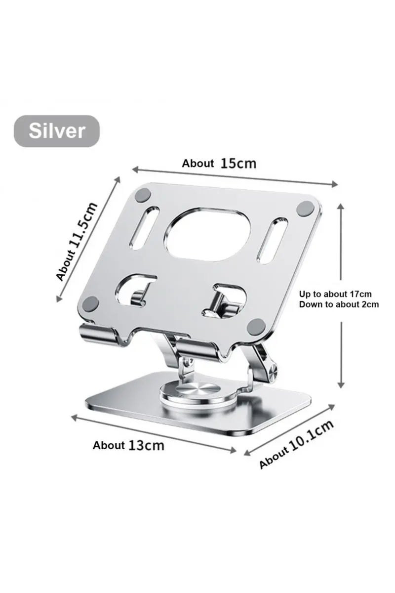 Silver 360 ° Rotating Tablet Stand Suitable For Ipad, Adjustable Folding Tablet Stand, Aluminum Phon