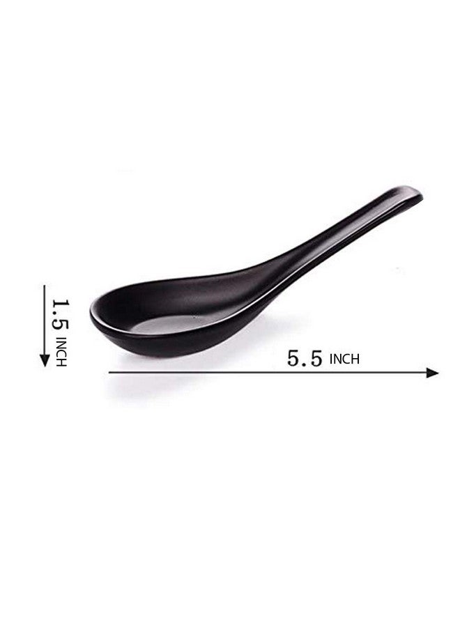 Happy Sales HSSP-MBLKP6, Melamine Soba, Rice Spoons, Asian Chinese Won Ton Soup Spoons, 6 pc Plain Black - Image 4