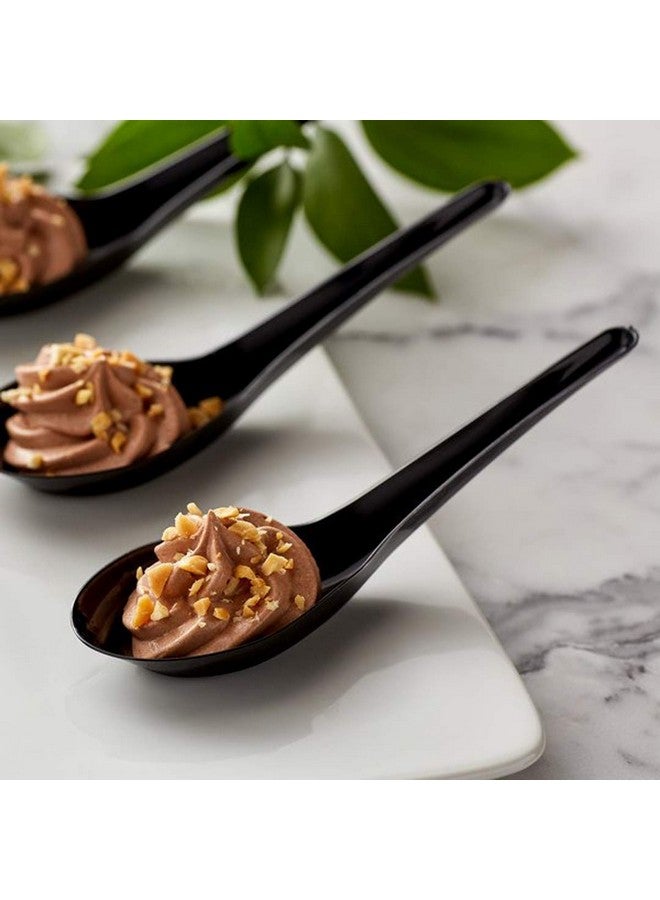 Happy Sales HSSP-MBLKP6, Melamine Soba, Rice Spoons, Asian Chinese Won Ton Soup Spoons, 6 pc Plain Black - Image 3