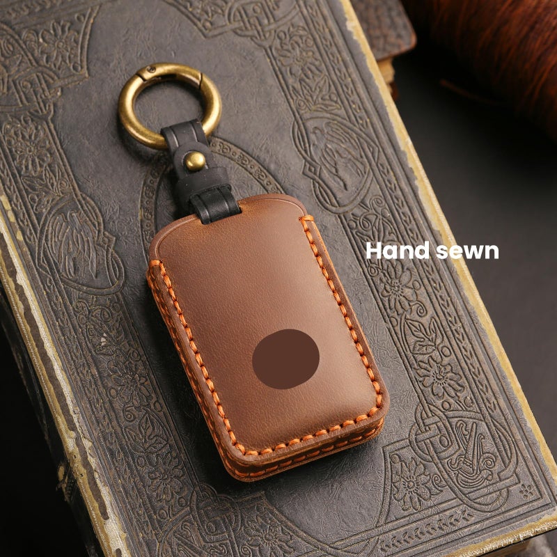 Mazda Key Fob Cover: Brown Premium Genuine Cowhide Leather - 360-Degree Protection Tool-Free Installation for Mazda 3, CX-5, CX-9, CX-30, CX-50, MX-5, Miata (2019-2025) Drivers - Image 5