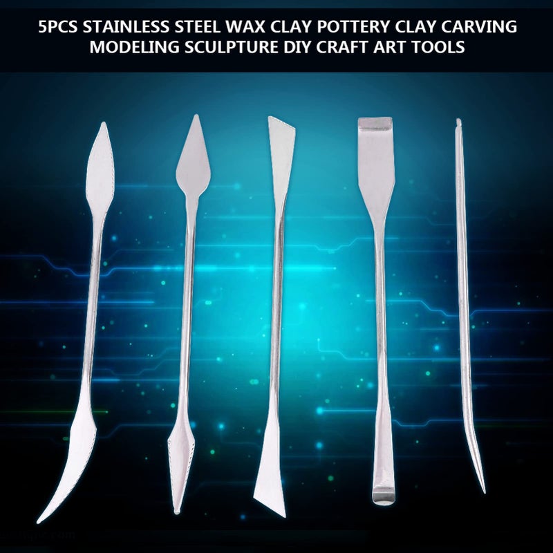 5PCS Stainless Steel Double Ended Wax Carvers Clay Sculpting Tools Set - Image 3