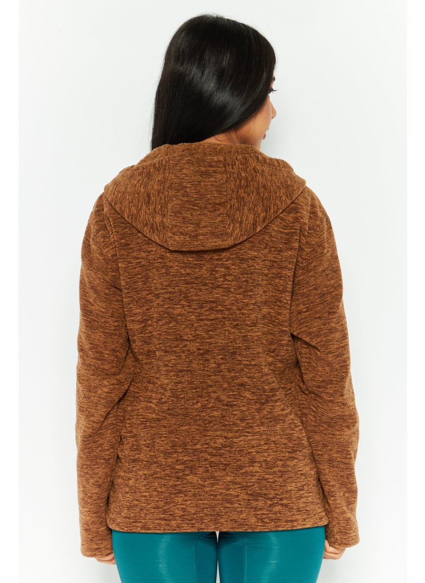 Hurley - Women Hooded Long Sleeve Heather Full Zip Jacket, Brown - Image 1