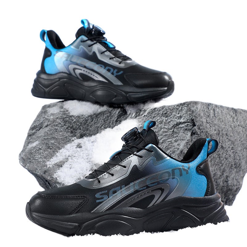 Rotating Button Lace-Up Free Men'S Shoes Teenagers Junior High School Students 46 Fleece-Lined Cotton Shoes 47 Plus Size Sneaker - Image 4