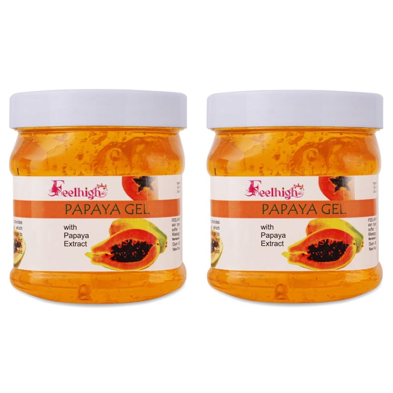 Feelhigh Combo Papaya Skin Purifying Gel Pack 2 Enriched with Papaya Extract 500ml Deep Cleansing Refreshing Facial Gel for All Skin Types Men Women - Image 1