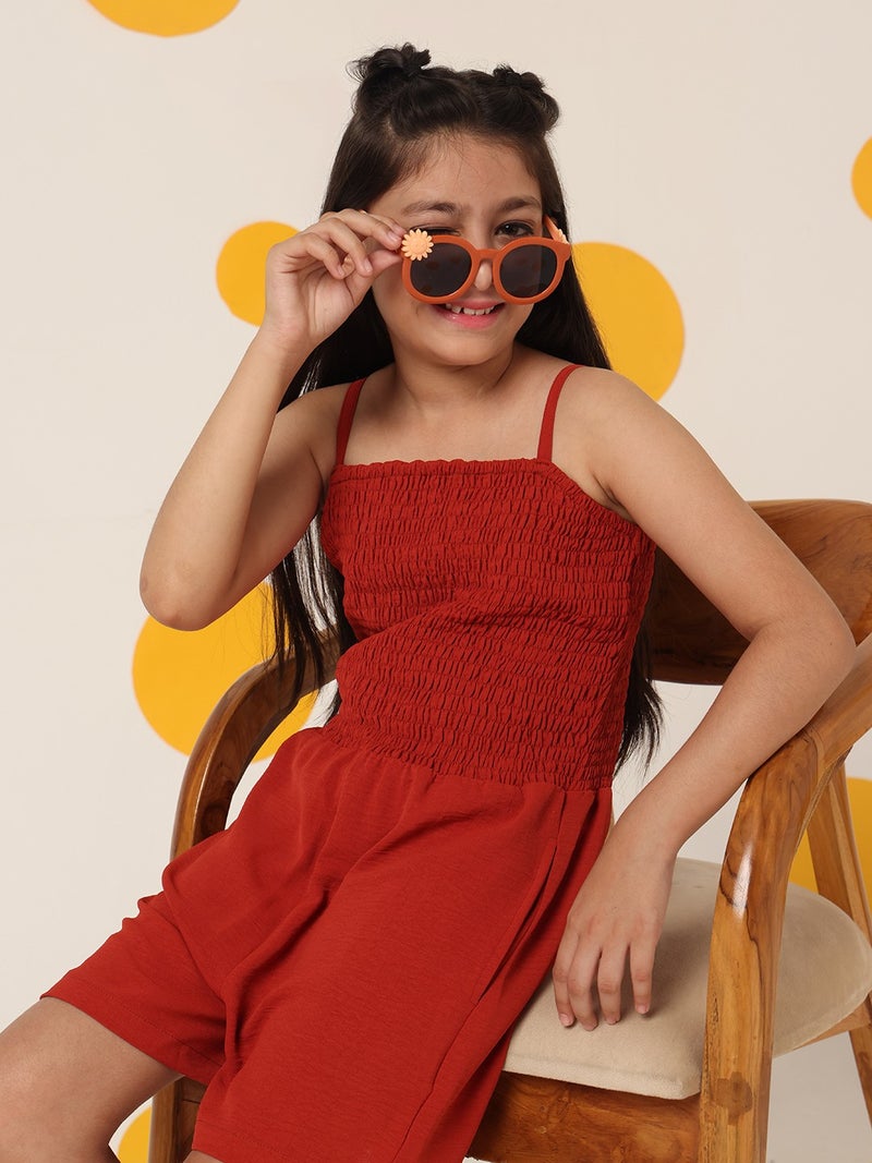 Cherry & Jerry Pink Smocking and Shoulder Strap Playsuits - Image 5