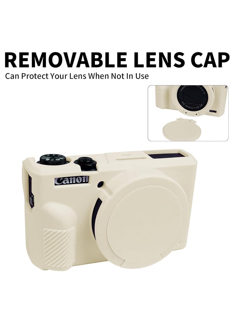 Generic Case for Canon Powershot G7 X Mark III Digital Camera Soft Silicone Protective Cover with Removable Lens Cover for Canon Powershot G7X Mark III DSLR Camera (Beige)  - Image 4
