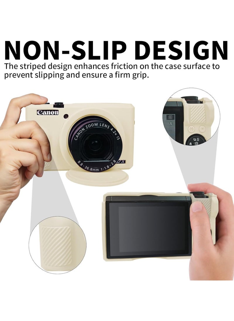 Generic Case for Canon Powershot G7 X Mark III Digital Camera Soft Silicone Protective Cover with Removable Lens Cover for Canon Powershot G7X Mark III DSLR Camera (Beige)  - Image 5