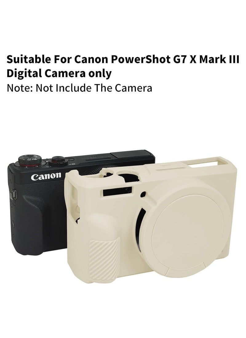 Generic Case for Canon Powershot G7 X Mark III Digital Camera Soft Silicone Protective Cover with Removable Lens Cover for Canon Powershot G7X Mark III DSLR Camera (Beige)  - Image 3