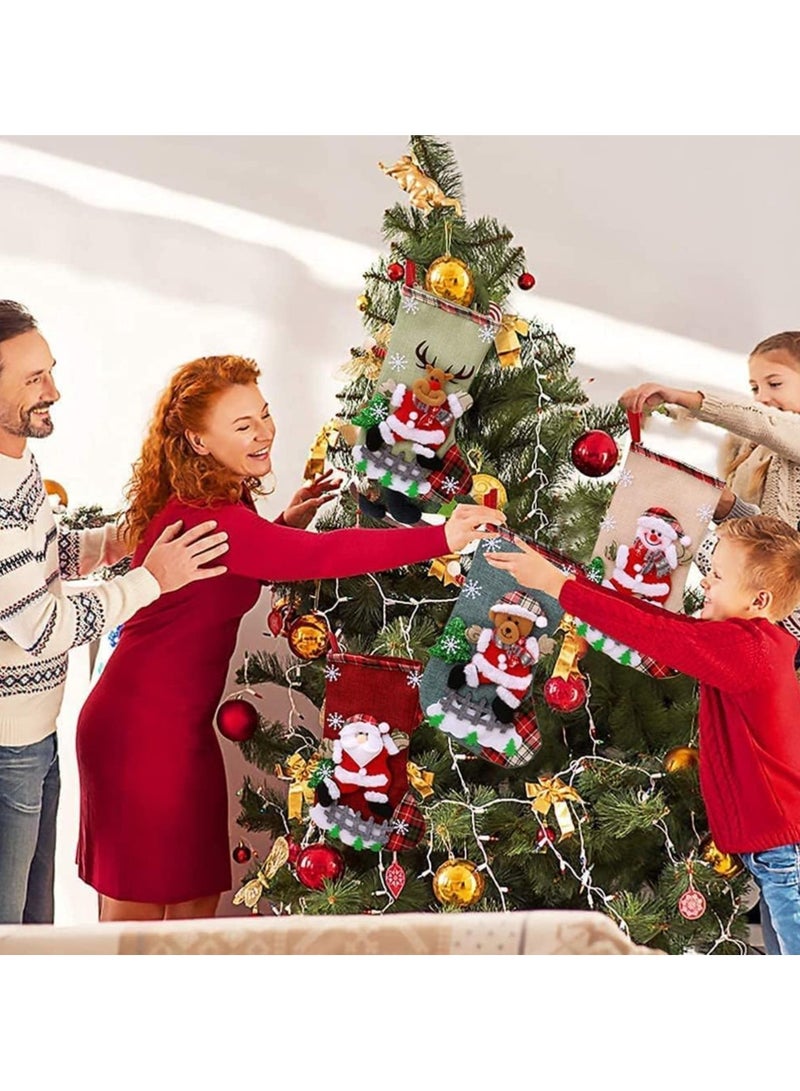 4 قطع من حقائب الهدايا المزخرفة على شكل جورب، وحقائب هدايا لحفلات العطلات عيد الميلاد(ج) - Image 3