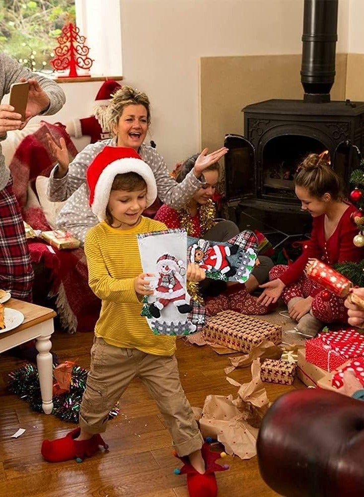 4 قطع من حقائب الهدايا المزخرفة على شكل جورب، وحقائب هدايا لحفلات العطلات عيد الميلاد(ج) - Image 4