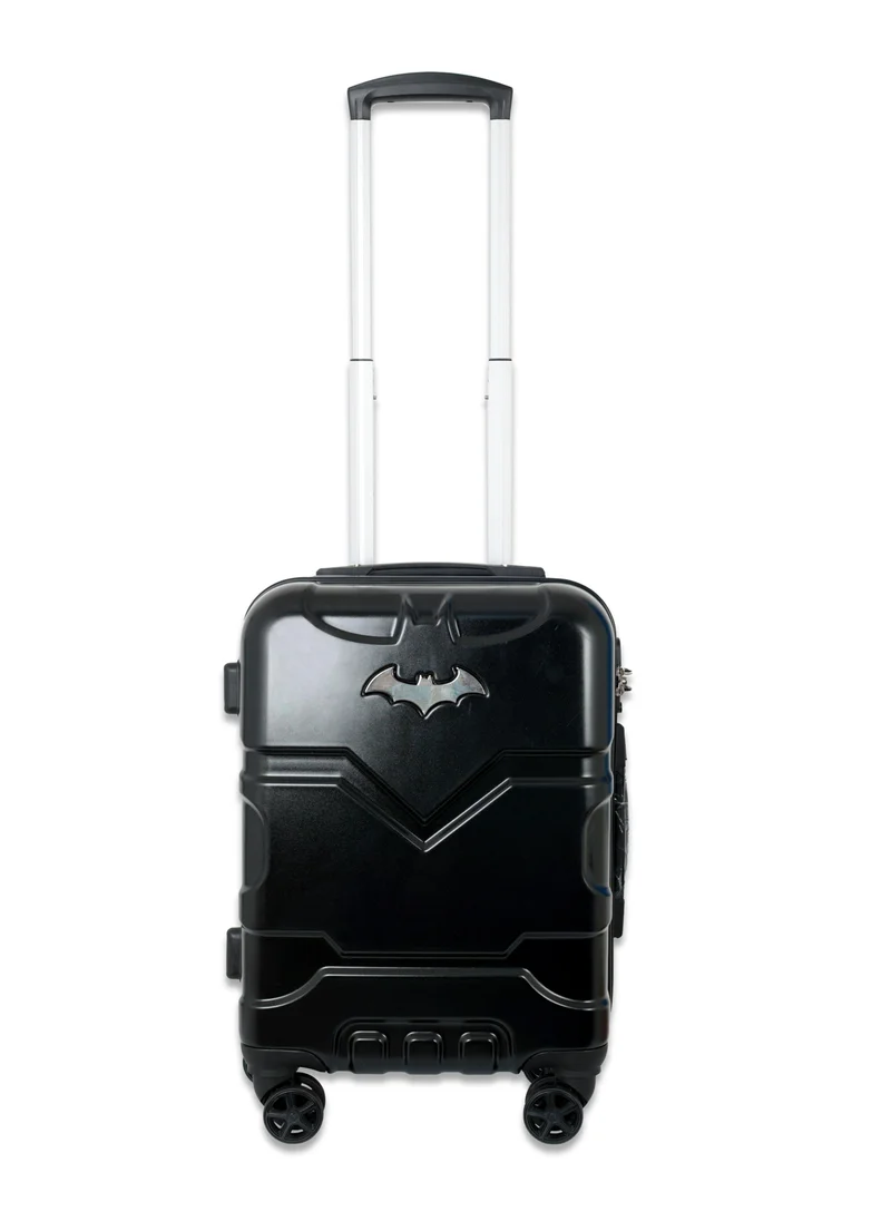 Warner Bros Batman Logo Embossed Luggage Suitcase, Lightweight Polycarbonate Trolley Bag with 360° Spinner Wheels, TSA Lock and Durable PP Material, Black, 61cm