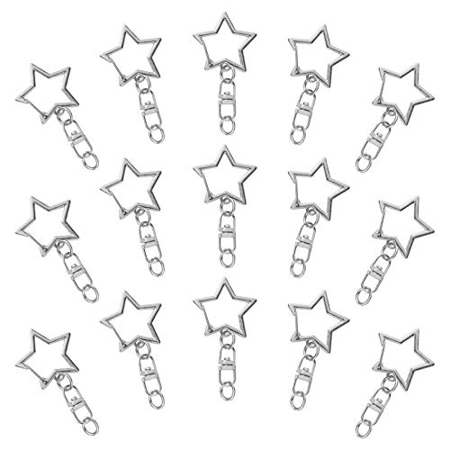 Oubaka 60Pcs Star Shaped Spring Snap Keychain ClipMetal Swivel Clasp Snap Hook Key Ring with Chain Hanging Buckle with Open Jump Ring Connector for DIY Crafts Key Ring MakingKeychain Accessories