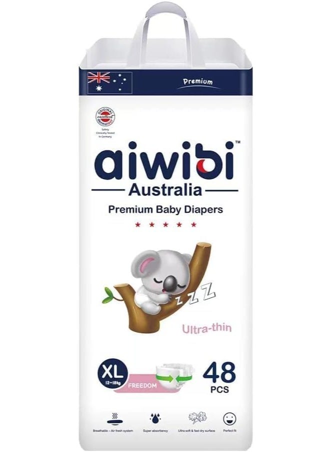 aiwibi Light Feather Premium Baby Diapers Pack of 3 –Size 5 (12-17kg)-Breathable Comfort Fit (X-Large 48) - Image 2