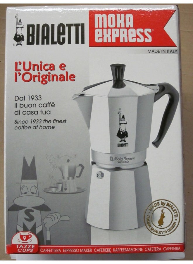 BIALeTTI Bialetti - Moka Express: Iconic Stovetop Espresso Maker, Makes Real Italian Coffee, Moka Pot 9 Cups (14 Oz - 420 Ml), Aluminium, Silver  - Image 3