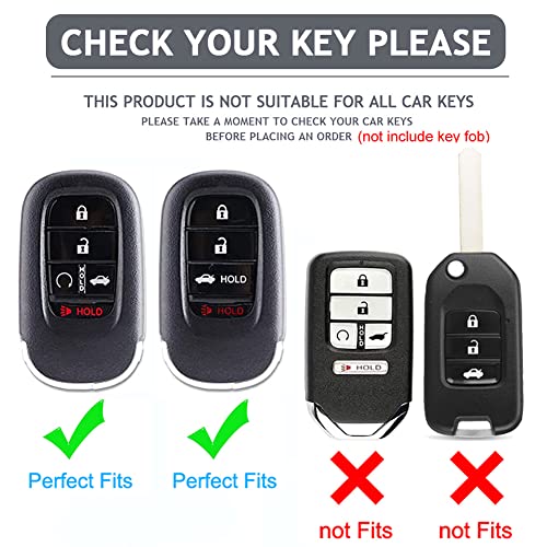 Cacacar for Honda Key Fob Cover with Keychain, for Honda Civic CR-V Accord HR-V Pilot Premium Soft TPU Full Protection Key Fob Case Smart Remote Key Protector (Size D-Black) - Image 2