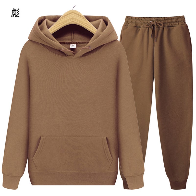 Light Version 220g Fabric Plus Size Sweatshirt Suit for Men and Women, Pure Color Trendy Brand Loose Couple Fleece Suit 29 brown 