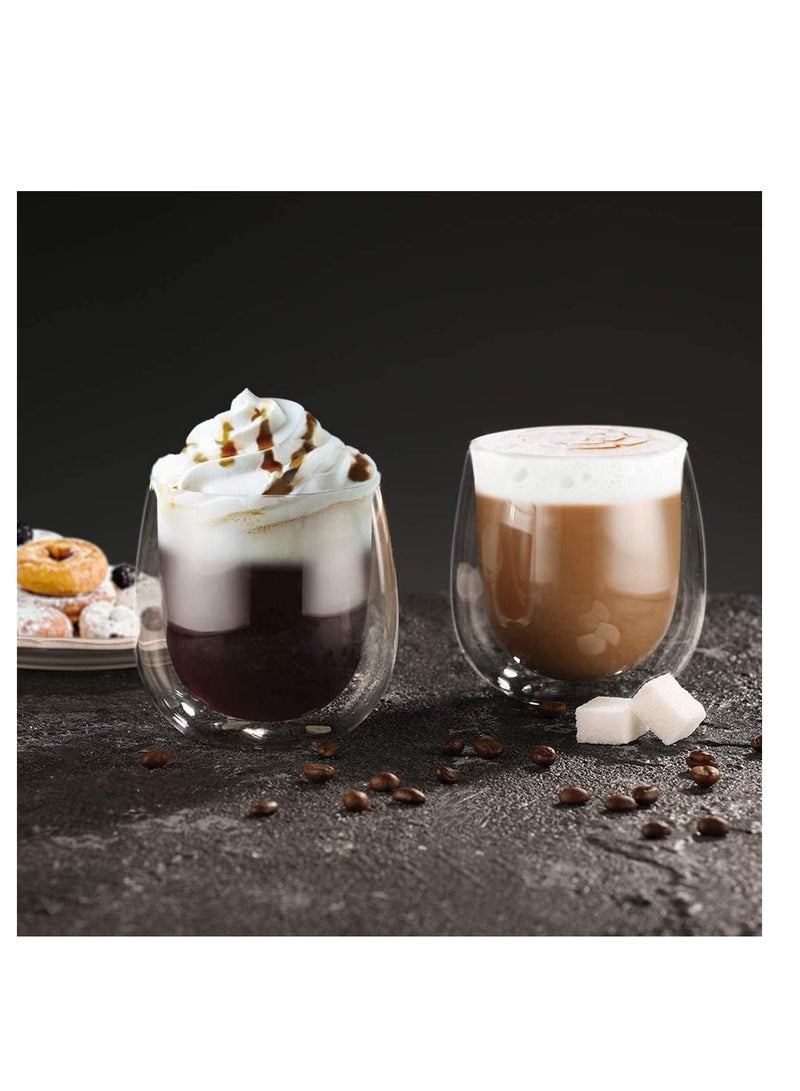 SOLARAE Double Wall Coffee Glasses Cups Insulated Cups Transparent Thermo Glass Cup Set Coffee Mugs for Espresso Cappuccino Latte(250ml) - Image 4