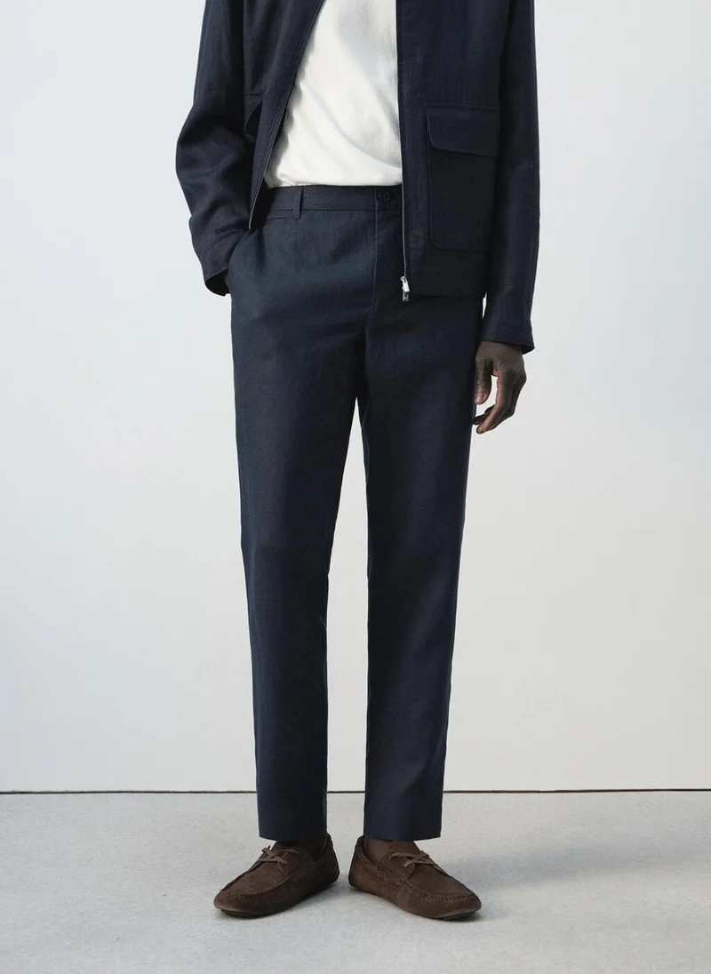 مانجو مان Slim-fit 100% linen trousers