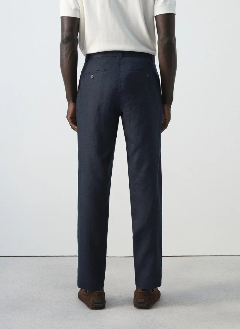 مانجو مان Slim-fit 100% linen trousers