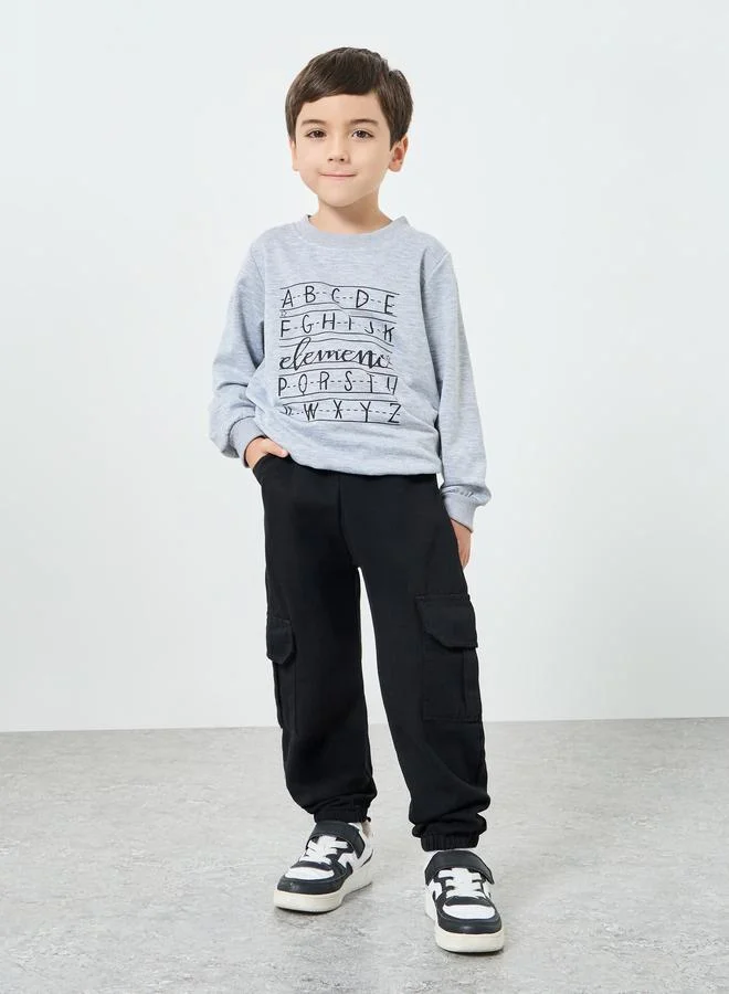 Styli Boys Cotton Elastic Hem Cargo Joggers
