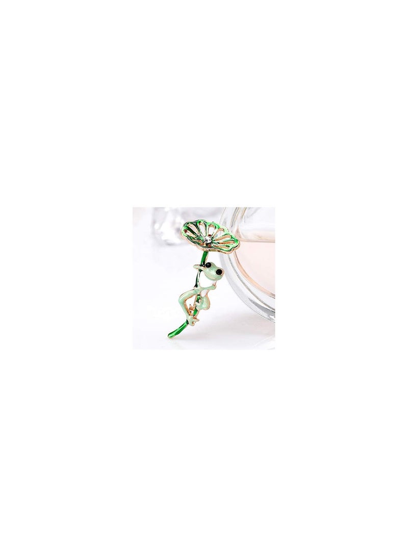 GGOOT 1X Green Lotus Frog Brooch Pin Women Corsage Collar Lapel Badge Jewelry Scarves Shawl Clip Lady Jewelry Bag Ornament Men Gift Durable and Useful - Image 3