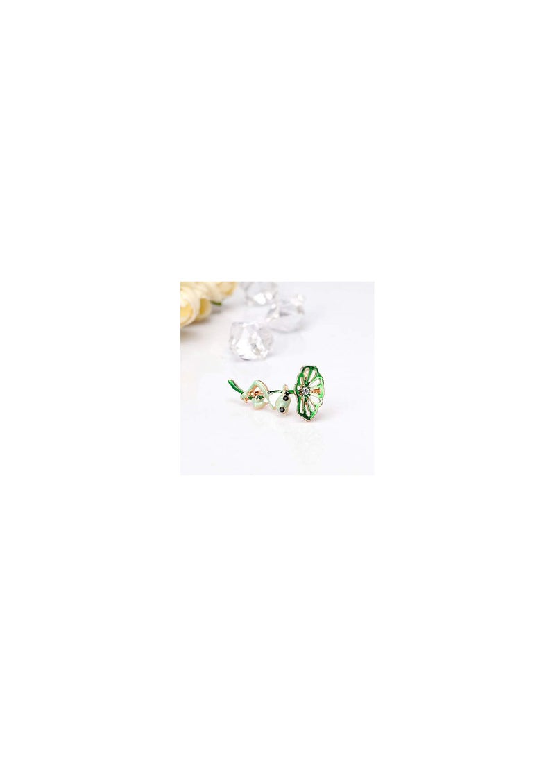 GGOOT 1X Green Lotus Frog Brooch Pin Women Corsage Collar Lapel Badge Jewelry Scarves Shawl Clip Lady Jewelry Bag Ornament Men Gift Durable and Useful - Image 2
