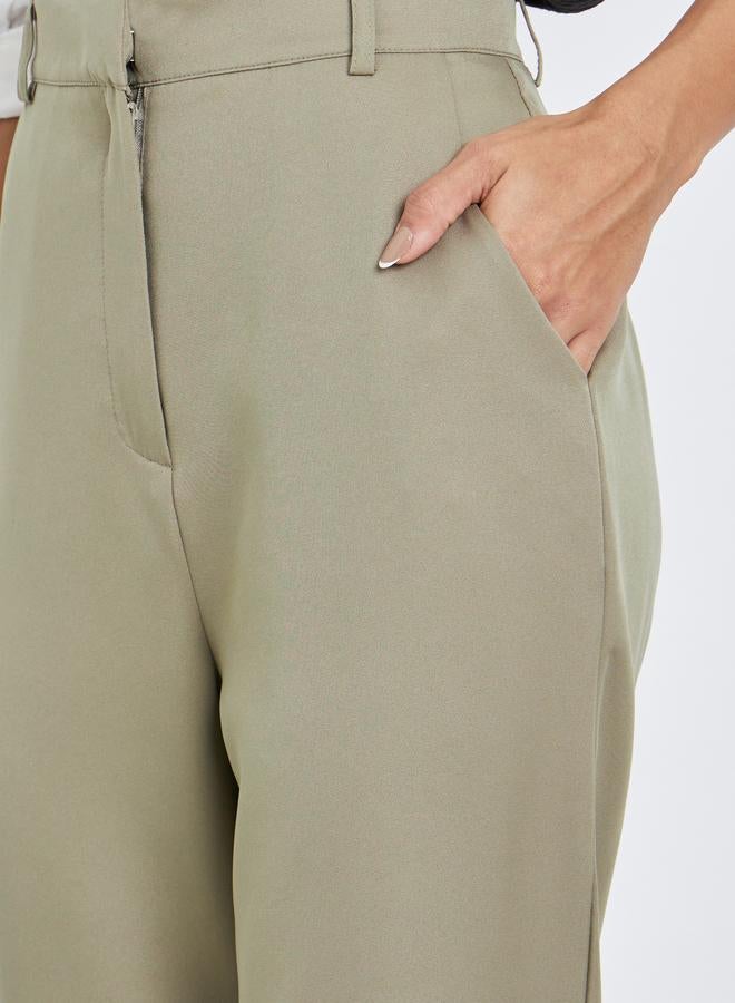 Styli Khaki Tailored Skinny Trousers - Image 3