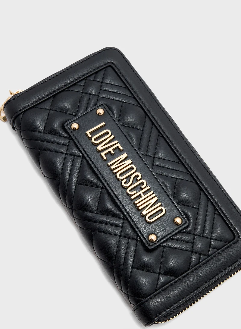 لوف موسكينو Logo Detailed Zip Over Wallet