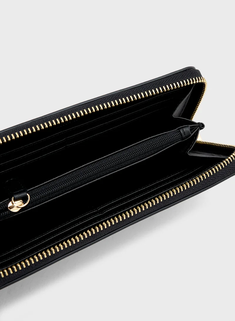 لوف موسكينو Logo Detailed Zip Over Wallet