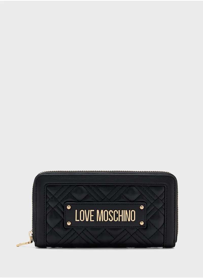 لوف موسكينو Logo Detailed Zip Over Wallet