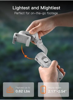 hohem مثبت هوهيم iSteady XE Kit Gimbal للهواتف الذكية، مثبت ثلاثي المحاور لأجهزة iPhone وAndroid مع ضوء تعبئة مغناطيسي قابل للتعديل، مثبت محمول وقابل للطي لتسجيل الفيديو، فيديو YouTube TikTok  - Image 4
