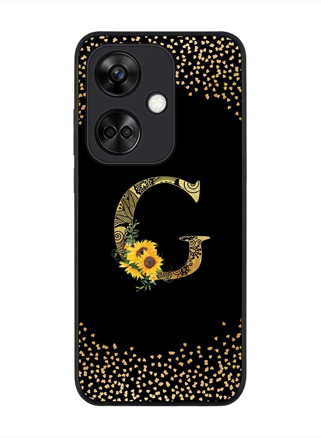 Stylizedd Rugged Black Edge case for OnePlus Nord CE3 / Oppo K11, Slim fit Flexible   Custom Monogram Initial Letter Mandala Floral Pattern Alphabet- G (Black) - Image 1