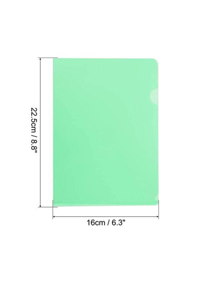 Terabyte A4 Plastic File, L-Type Folders Project Pockets Clear Paper Document Jacket Sleeve for Office, Paper Storage, Green (Pack of 12) - Image 2