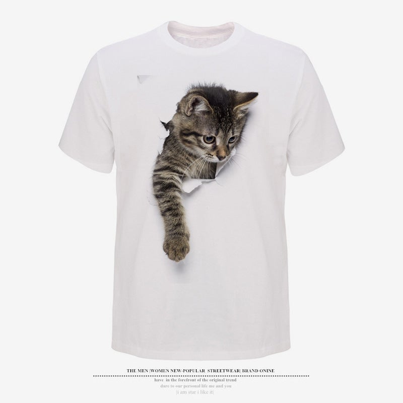 Wish 3D Cat Pattern Printed Men's T-Shirt 3D Printed Short-Sleeved Temtemu - Image 1