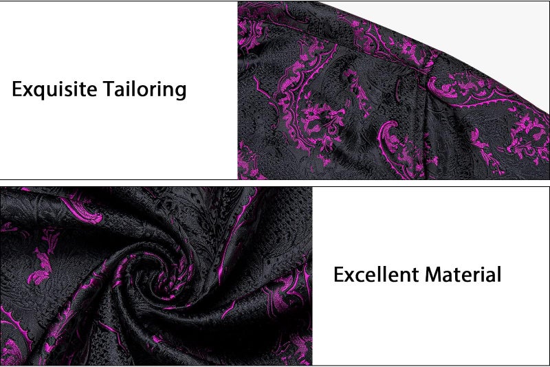 DiBanGu Mens Silk Paisley Dress Shirts,Long Sleeve Button Down Shirt Casual Regular Fit Shirt for Men Wedding Party, Plum Purple, X-Large - Image 5