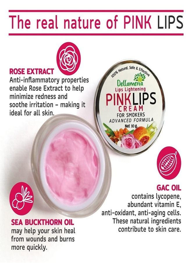 Dellameria - Dellameria Lips Lightening Pink Lips Cream for Smokers Dark Lip Treatment Lip Repair Dull Dry and Cracked Lip Care 10g - Image 1