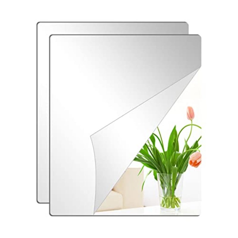 Pack of 2 HD Adhesive Mirrors, No Glass Mirror Tiles, Self-Adhesive Large Mirror Leaves, Flexible Mirror Film, Self-Adhesive Acrylic Wall Decoration, Decorative Mirror, Wall Mirror 40 x 30 cm x 2.5 - Image 1